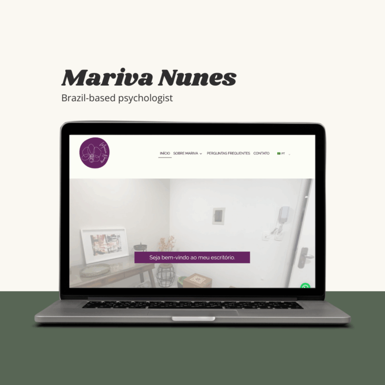 A computer screen displaying the landing page of a website for a Brazil-based psychologist.